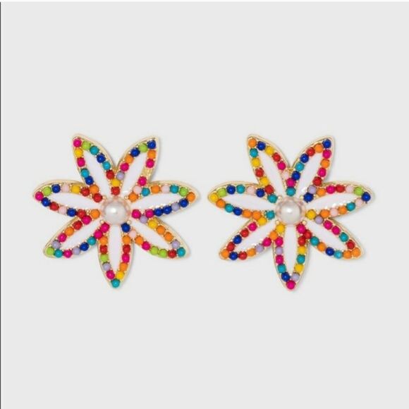 BaubleBar SugarFix Beaded Flower Post Earrings - Picture 1 of 5